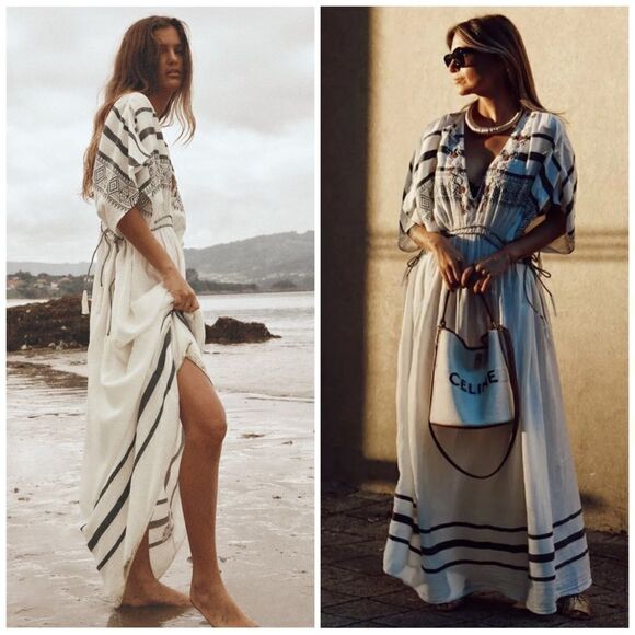 ZARA BEADED KAFTAN DRESS - Picture 1 of 12